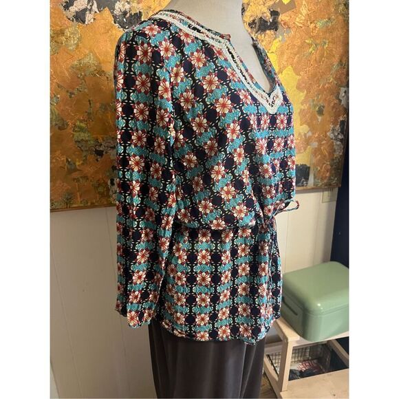 Persaman New York Gorgeous Beaded Drawstring Waist Cotton Boho Tunic M - Picture 4 of 11